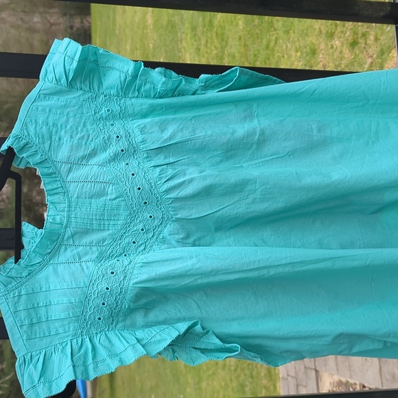 J Crew ruffle eyelet short sleeve top Green Sea foam green 2XL New w tags Sz  20 - Picture 6 of 16